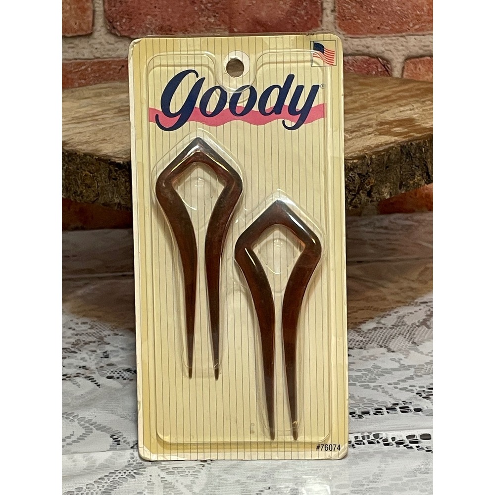 Vintage 1993 Goody Chignon Pins 2 Pack Tortoise Brown Hair Forks 76074 in USA